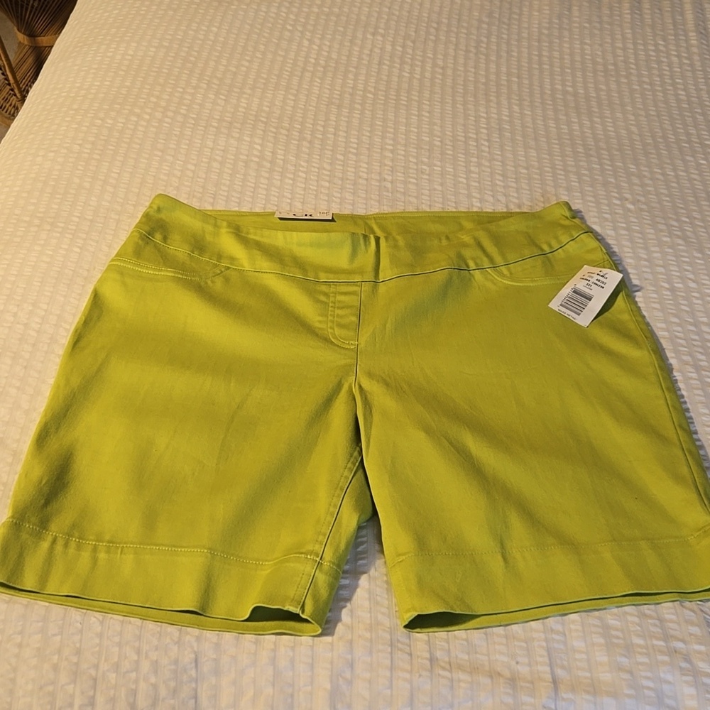 NWT Carroll Reed Women's Green Stretch Pull On Shorts 16 Petite